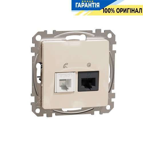 Розетка телекомунікаційна RJ45+RJ11 6UTP Schneider Electric Sedna Design SDD112468 (колір - бежевий)