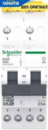 Перемикач 3-позиційний (I-0-II) iSSW Acti9, 2 полюси, 25 А, 400/415 В, Schneider Electric A9SCO225