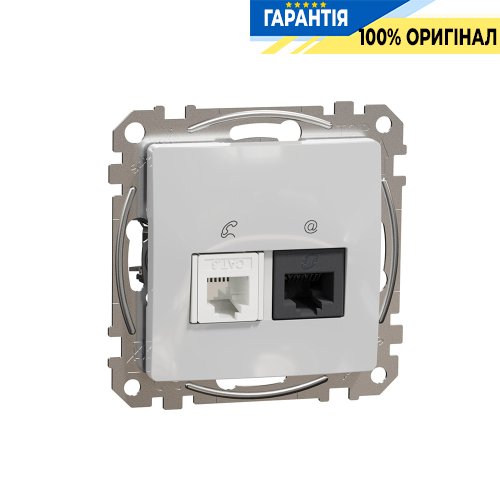 Розетка телекомунікаційна RJ45+RJ11 6UTP Schneider Electric Sedna Design SDD113468 (колір - алюміній)
