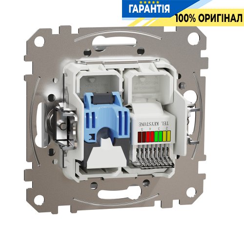 Розетка телекомунікаційна RJ45+RJ11 6UTP Schneider Electric Sedna Design SDD113468 (колір - алюміній)