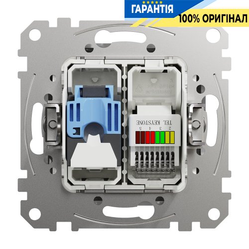Розетка телекомунікаційна RJ45+RJ11 6UTP Schneider Electric Sedna Design SDD113468 (колір - алюміній)