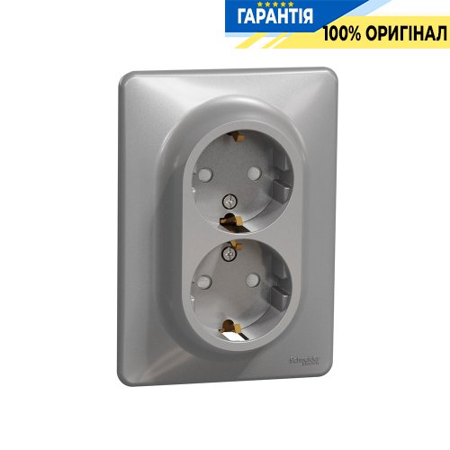 Розетка 2-а з з/к зі шторками Schneider Electric «Sedna Design» SDD313221 (колір - алюміній)
