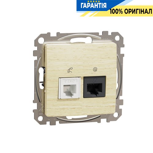 Розетка телекоммуникационная RJ45+RJ11 6UTP Schneider Electric «Sedna Elements» SDD180468 (цвет - береза)