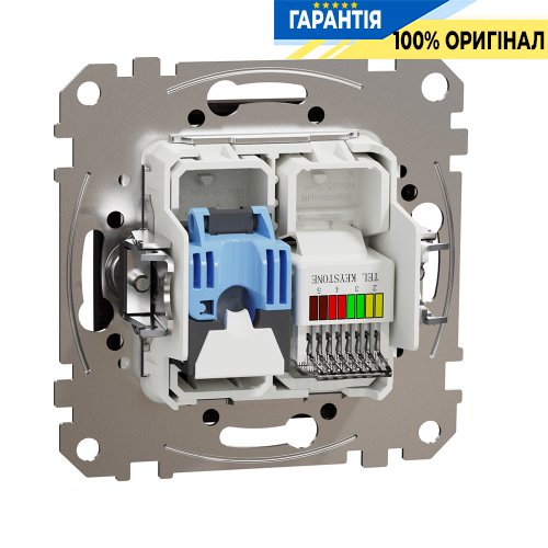 Розетка телекоммуникационная RJ45+RJ11 6UTP Schneider Electric «Sedna Elements» SDD181468 (цвет - венге)