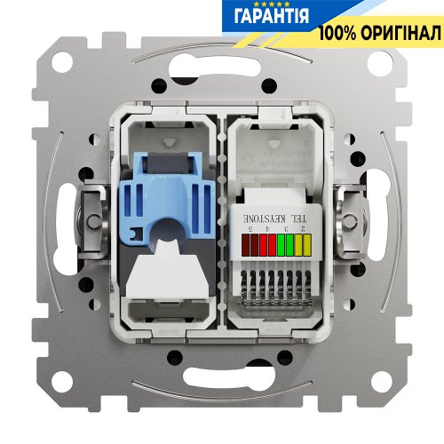 Розетка телекоммуникационная RJ45+RJ11 6UTP Schneider Electric «Sedna Elements» SDD181468 (цвет - венге)