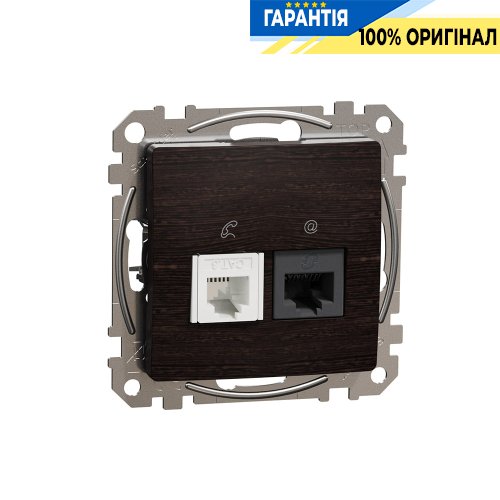 Розетка телекоммуникационная RJ45+RJ11 6UTP Schneider Electric «Sedna Elements» SDD181468 (цвет - венге)