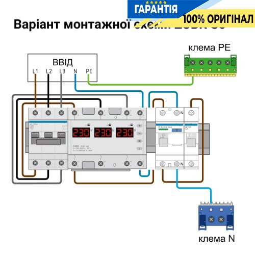 Перемикач фаз 3-фазний на 1-фазу 50А, DIN-рейка, ZUBR S6-50 red