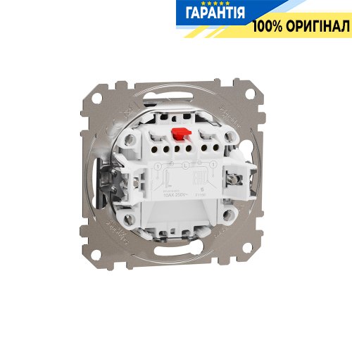 Кнопковий 2-кл вимикач 10A Schneider Electric Sedna Elements SDD170118 (колір - матовий алюміній)